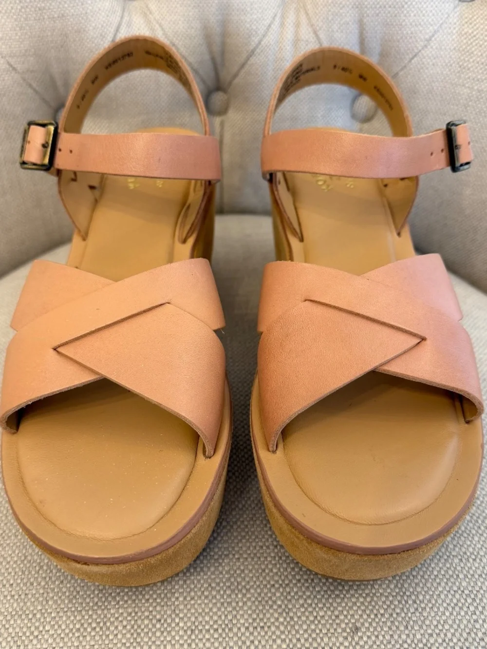 KORK EASE AVA CLASSIC Size 9 Tan Natural Vachetta Leather 3 inch Platform
